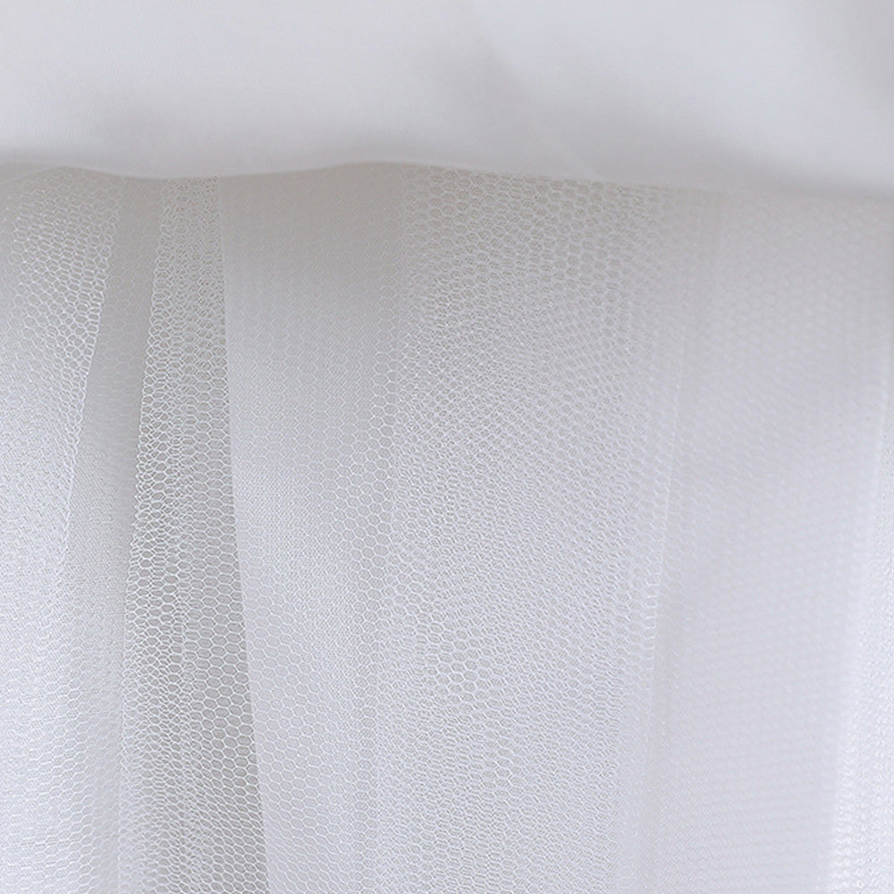 White Round Neck Applique Maxi Party Dress