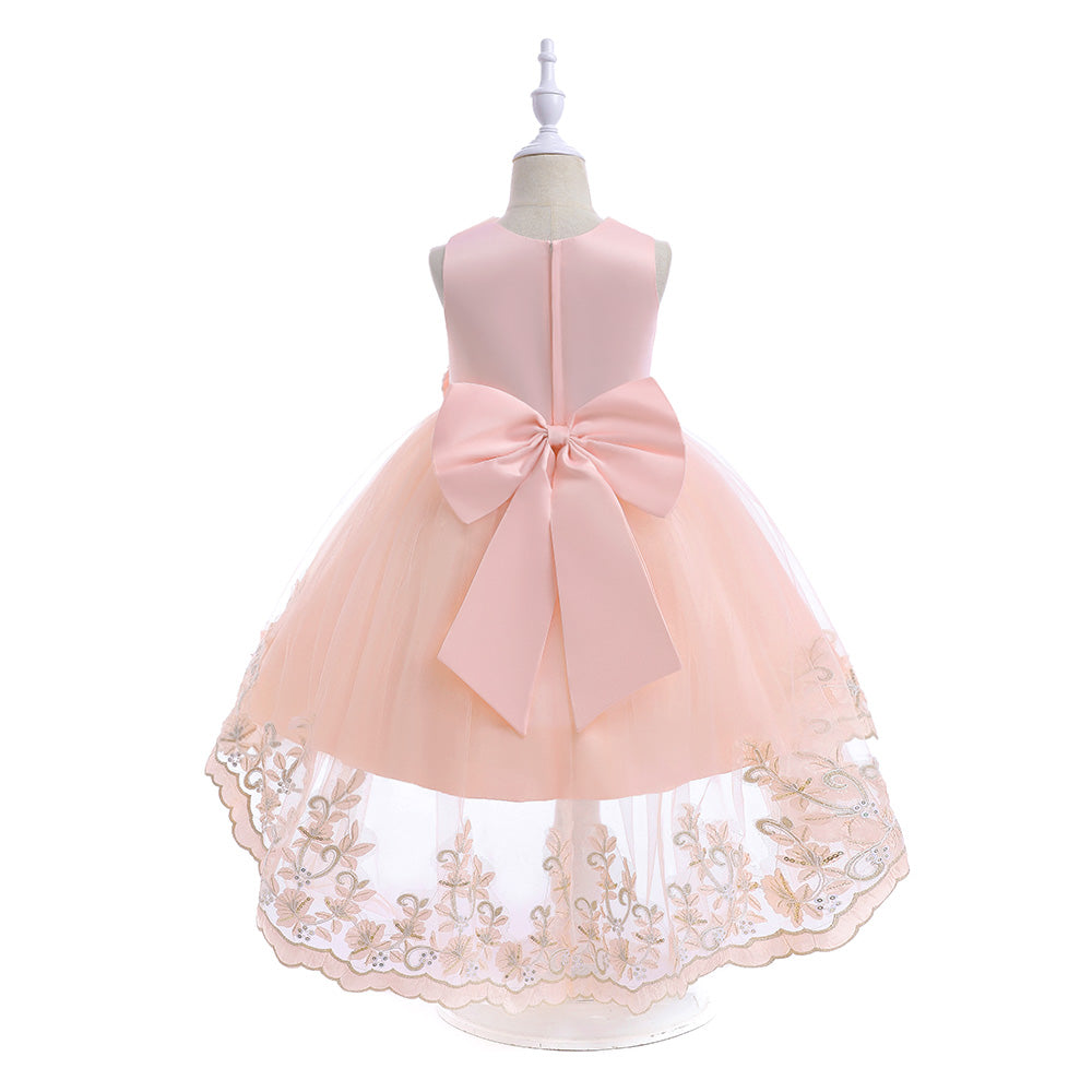 Girls Pink Embellished Bow Detail Fit & Flare Dress