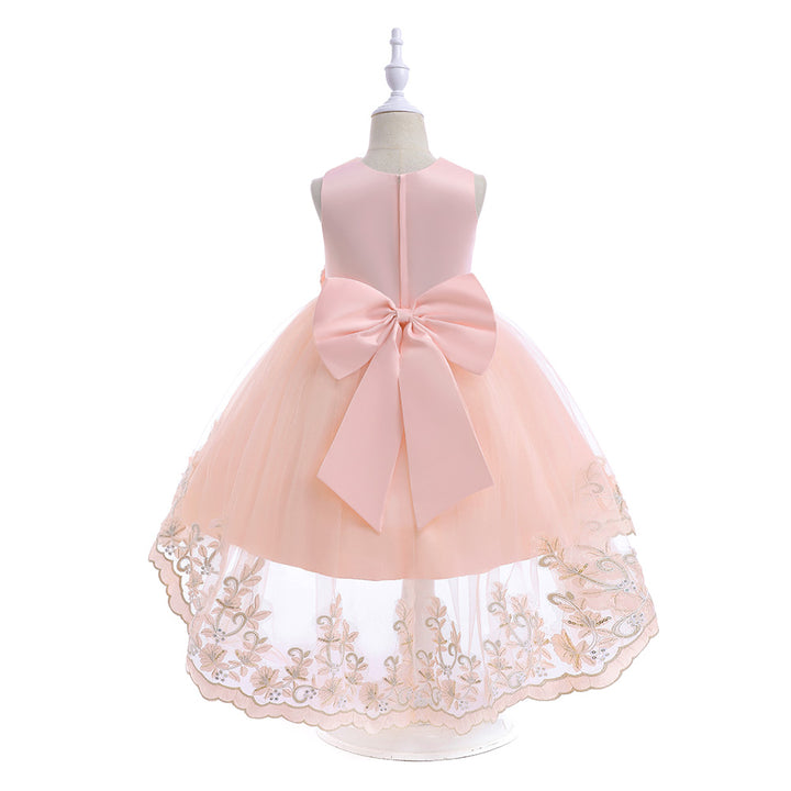 Girls Pink Embellished Bow Detail Fit & Flare Dress