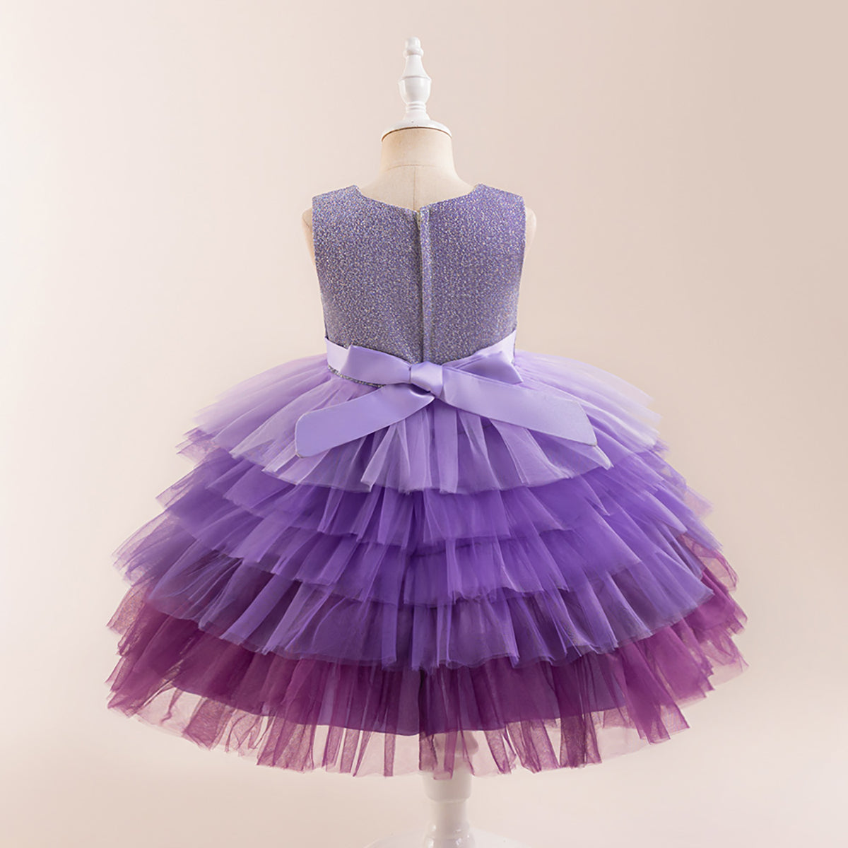 Girls Round Neck Balloon Dress