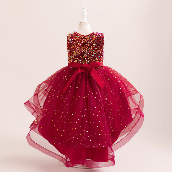 Girls Sequined Embellished Fit And Flare Dress