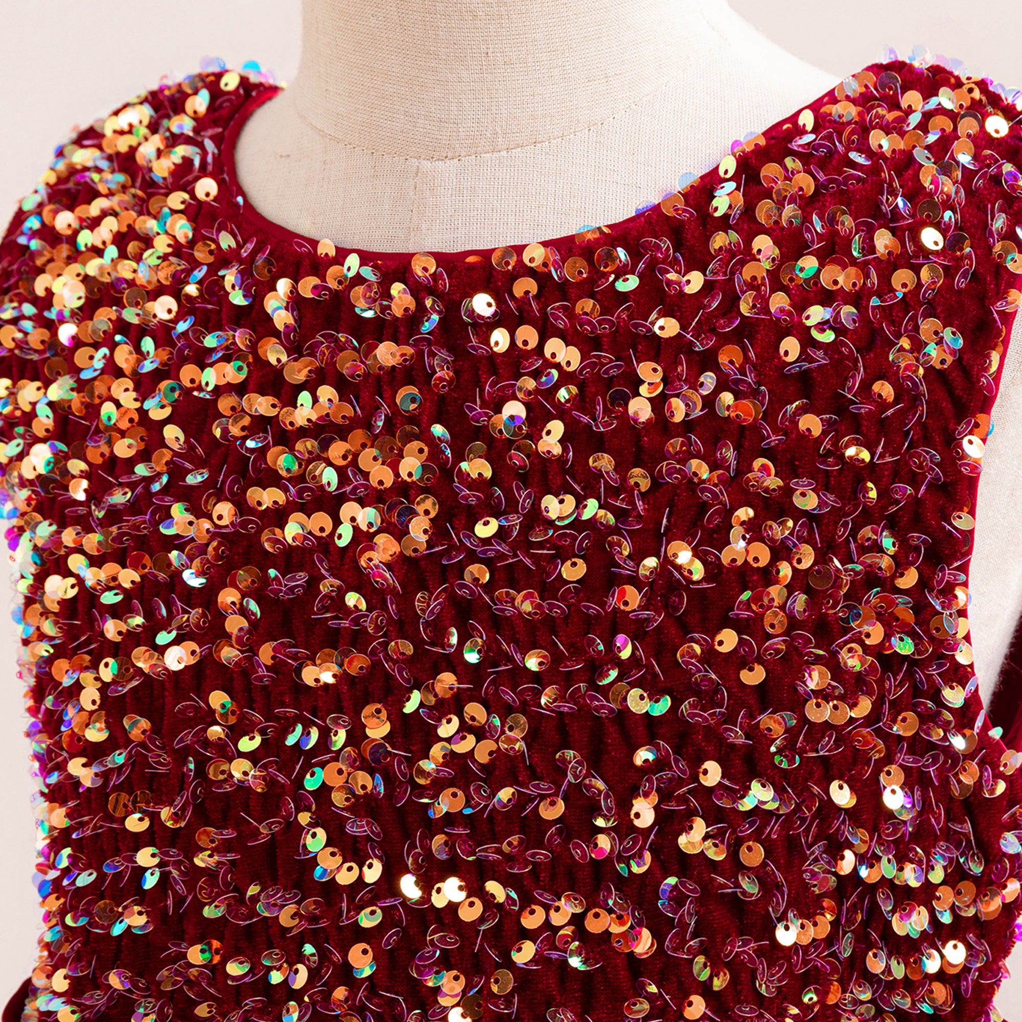 Girls Sequined Embellished Fit And Flare Dress