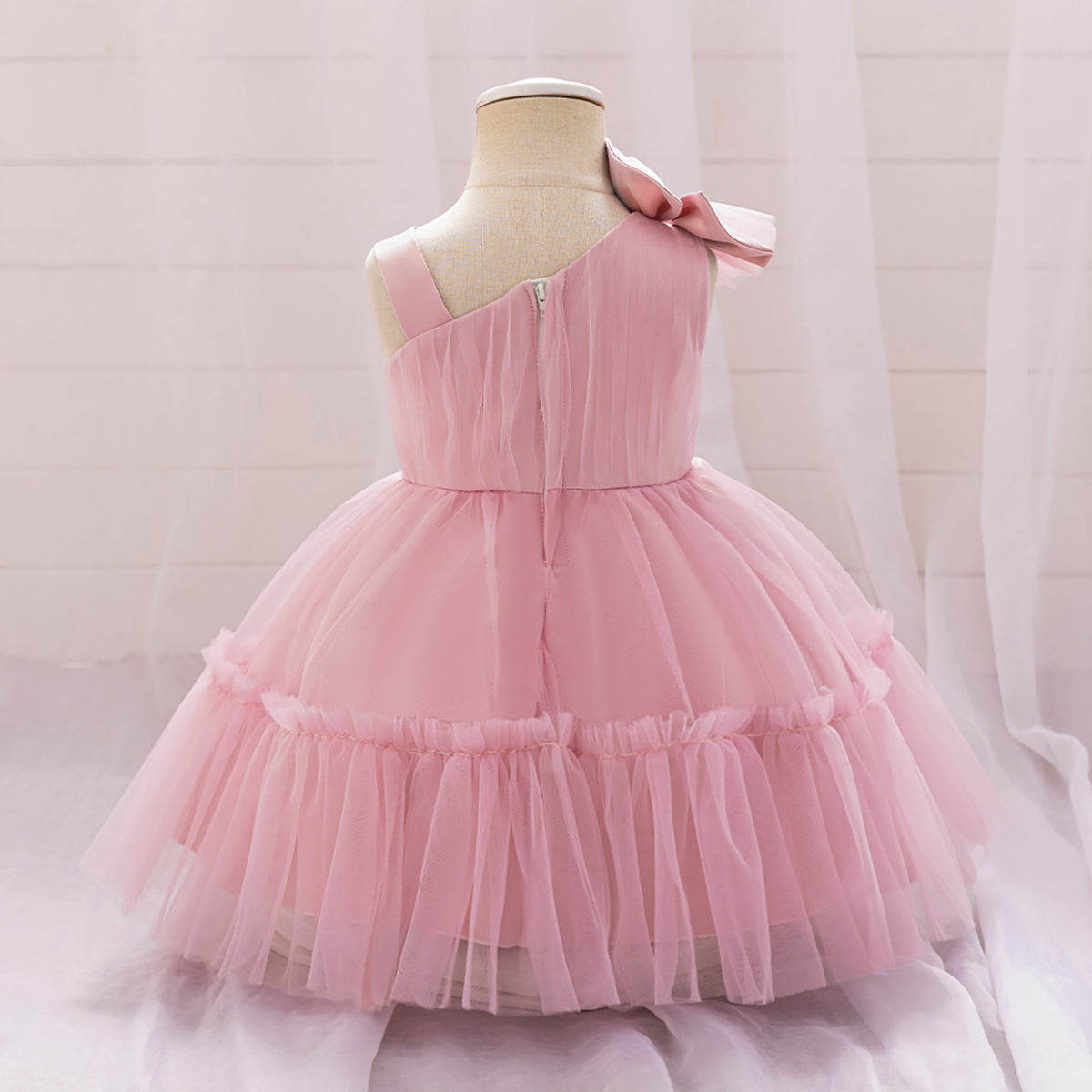 Girls One Shoulder Balloon Dress