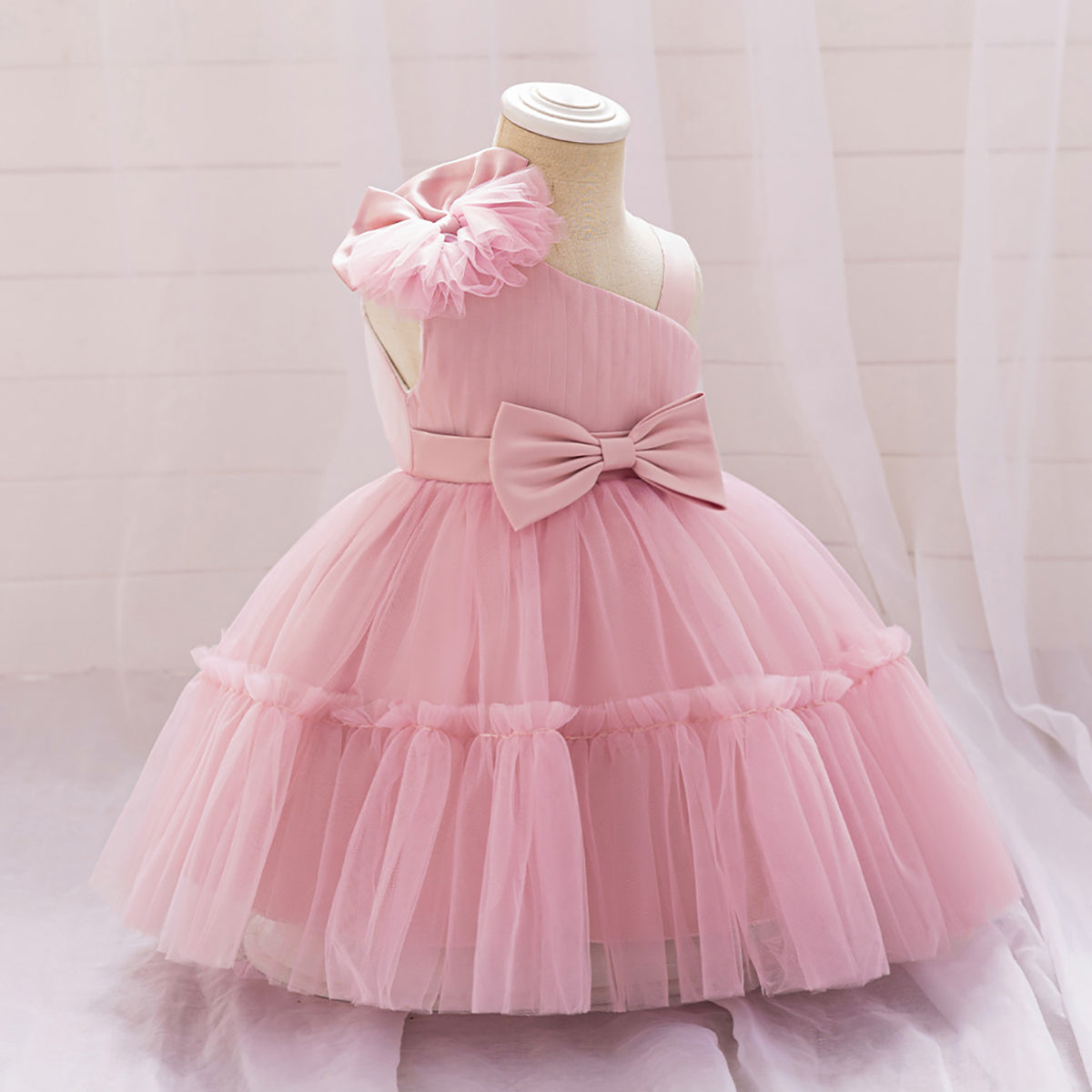 Girls One Shoulder Balloon Dress