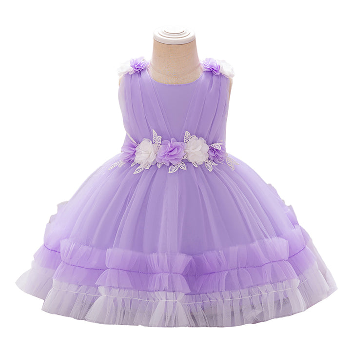 Girls Applique Fit and Flare Maxi Dress
