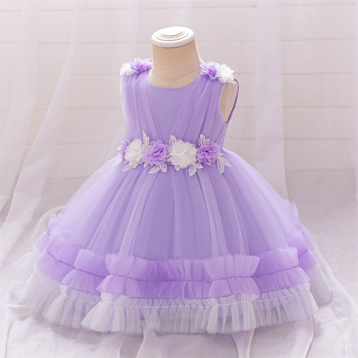 Girls Applique Fit and Flare Maxi Dress