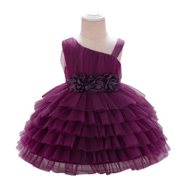 Girls Asymmetric Neck Fit and Flare Dress