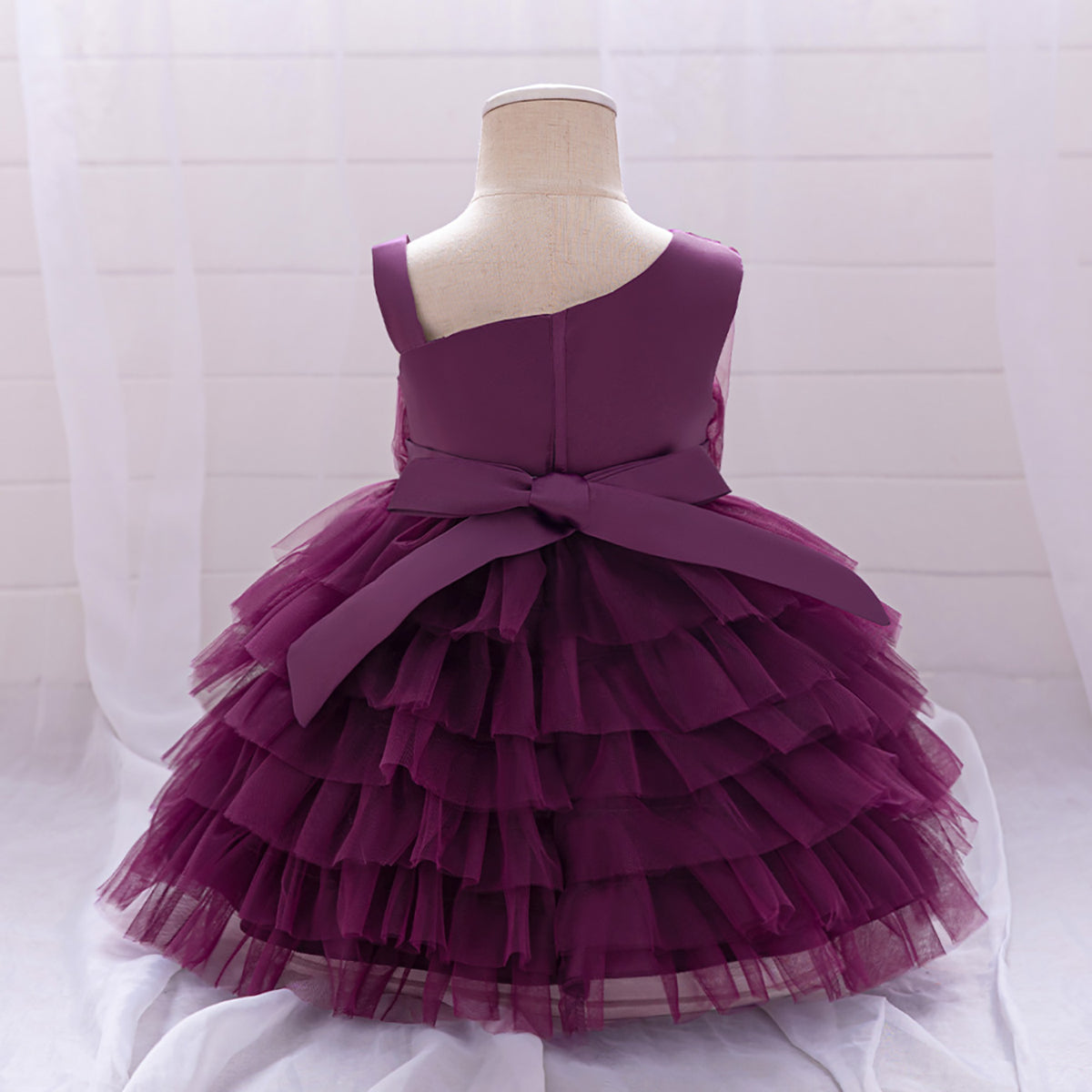 Girls Asymmetric Neck Fit and Flare Dress