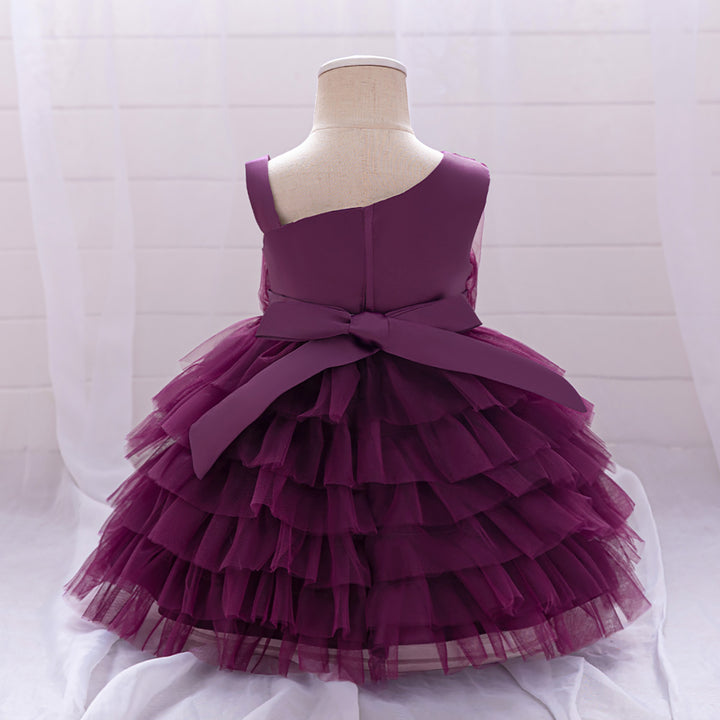 Girls Asymmetric Neck Fit and Flare Dress