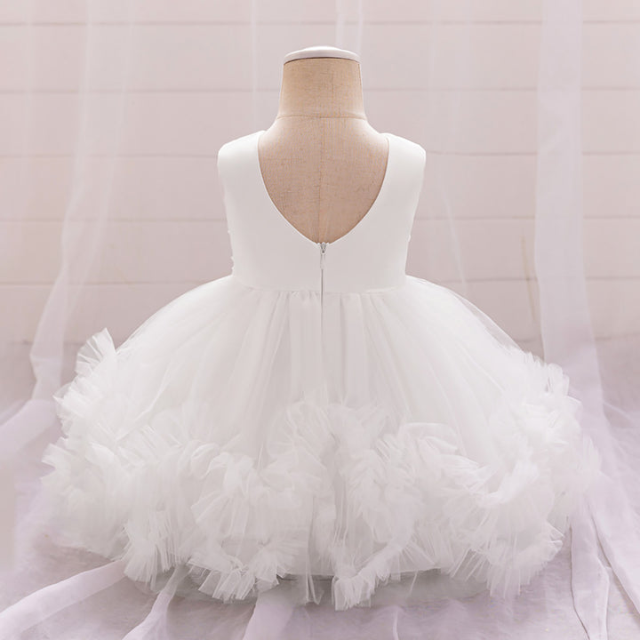 Girls Ruffled Fit and Flare Dress With Bow