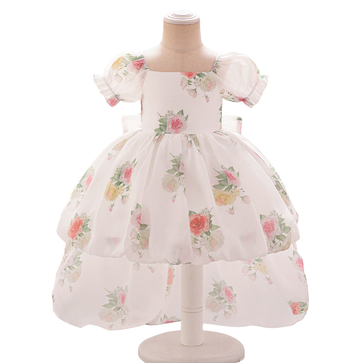 Girls Floral Printed Balloon Dress