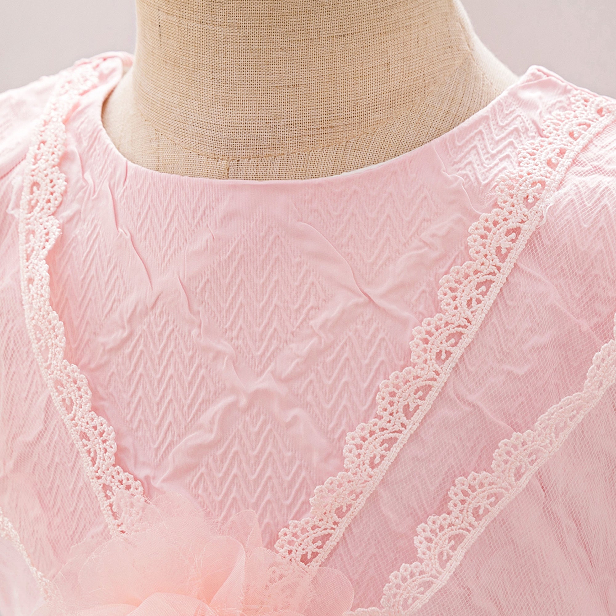 Girls Puff Sleeve Ruffled A-Line Dress