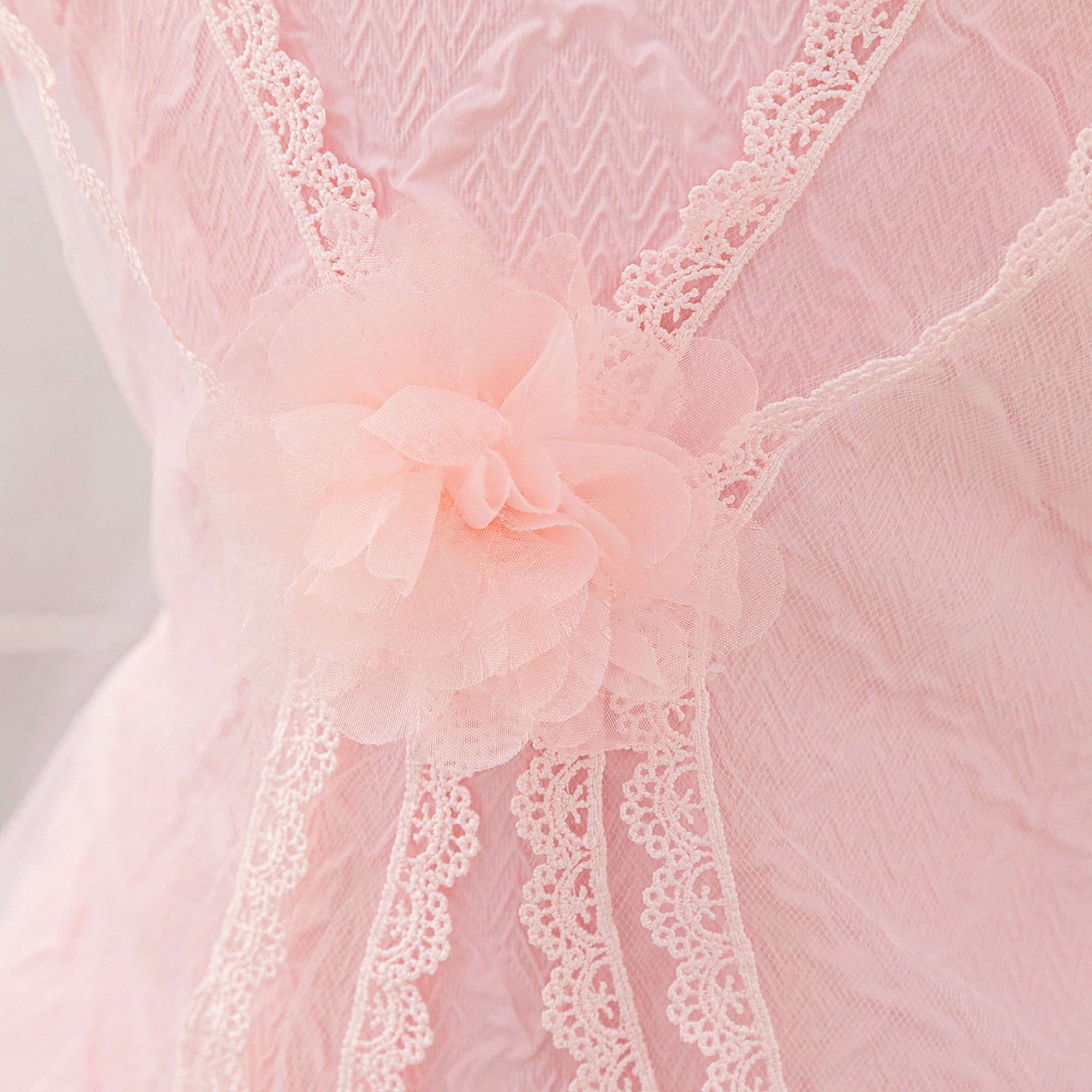 Girls Puff Sleeve Ruffled A-Line Dress