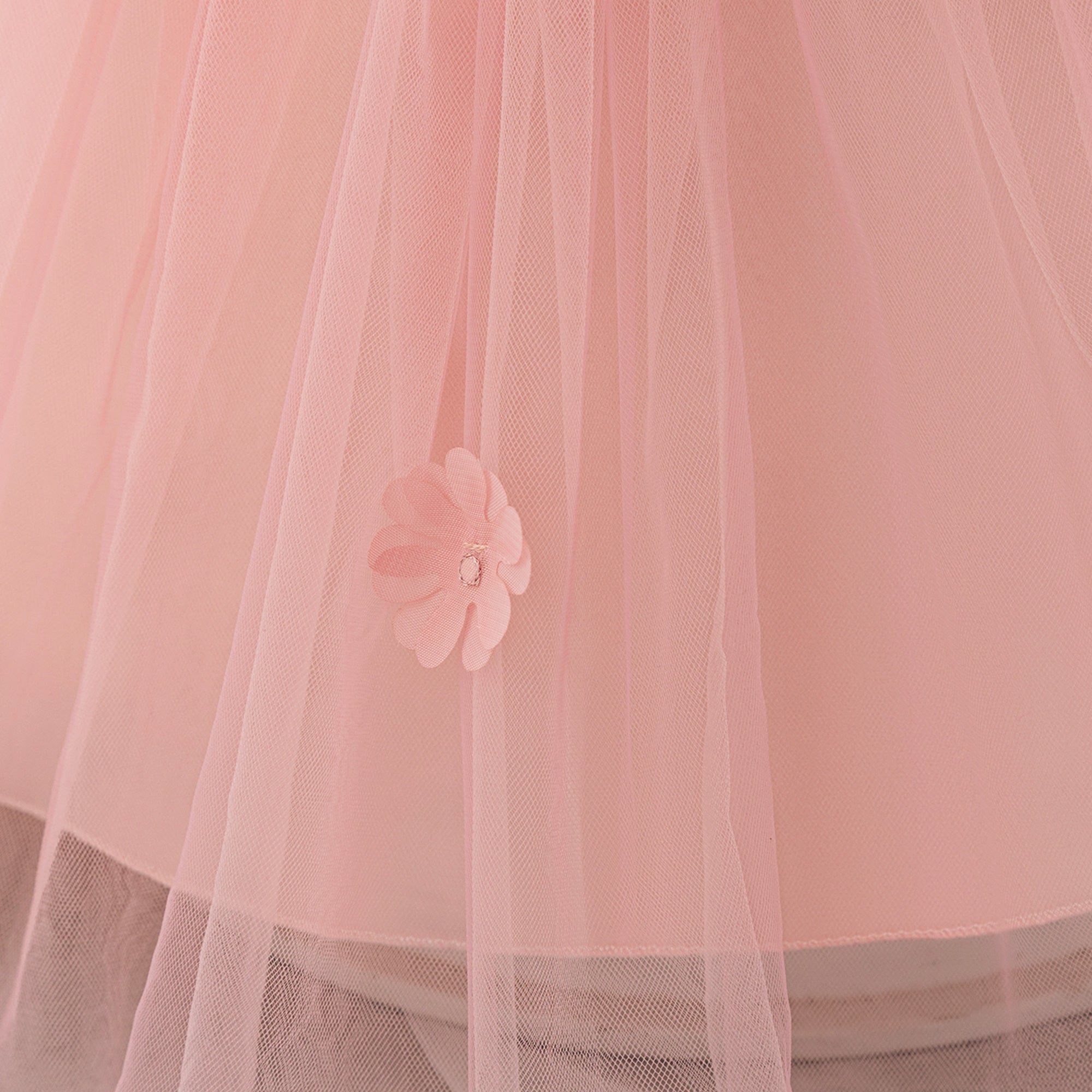Girls Embroidered Puff Sleeve Fit and Flare Dress