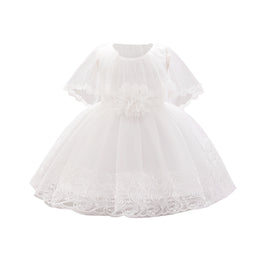 Flared Sleeve Applique Net Balloon Mini Dress