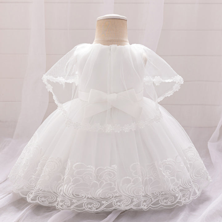 Flared Sleeve Applique Net Balloon Mini Dress