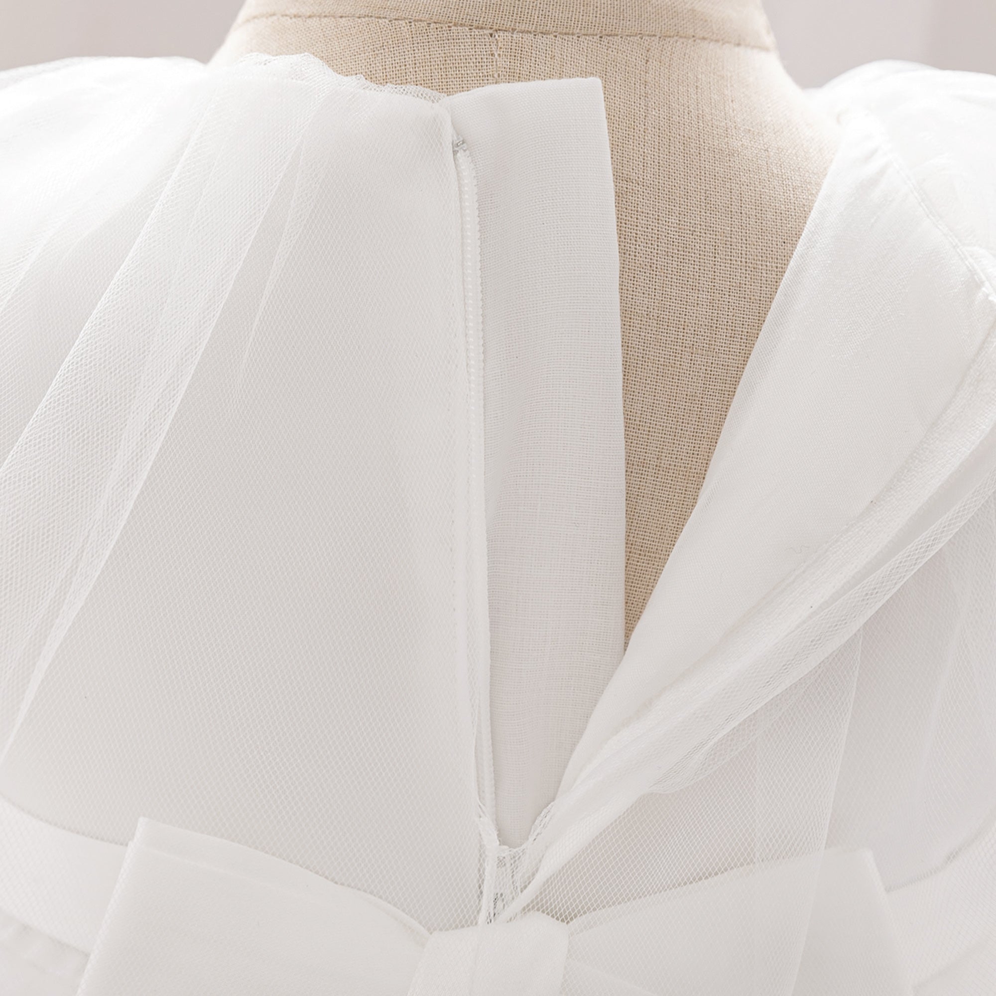 Flared Sleeve Applique Net Balloon Mini Dress
