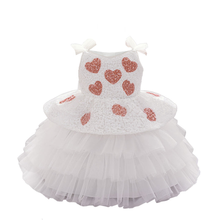 Kids Girls Embellished Layered Chiffon A-Line Midi Dress
