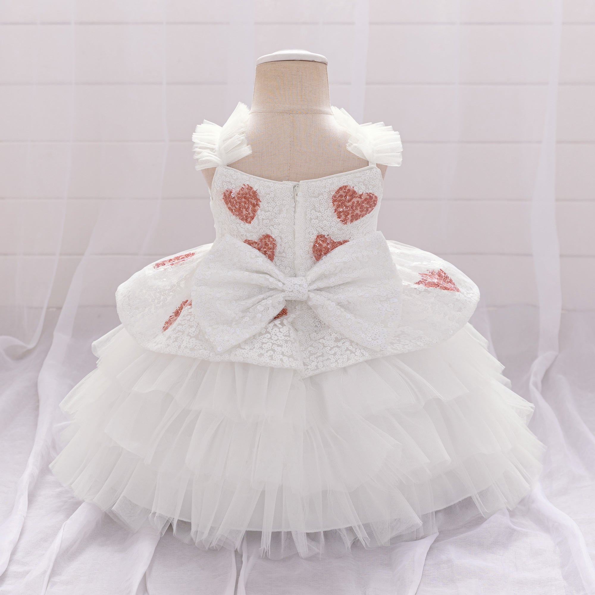 Kids Girls Embellished Layered Chiffon A-Line Midi Dress