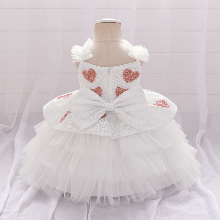 Kids Girls Embellished Layered Chiffon A-Line Midi Dress