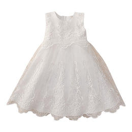 Girl Net Round Neck Sleeveless Fit and Flare Mini Dress