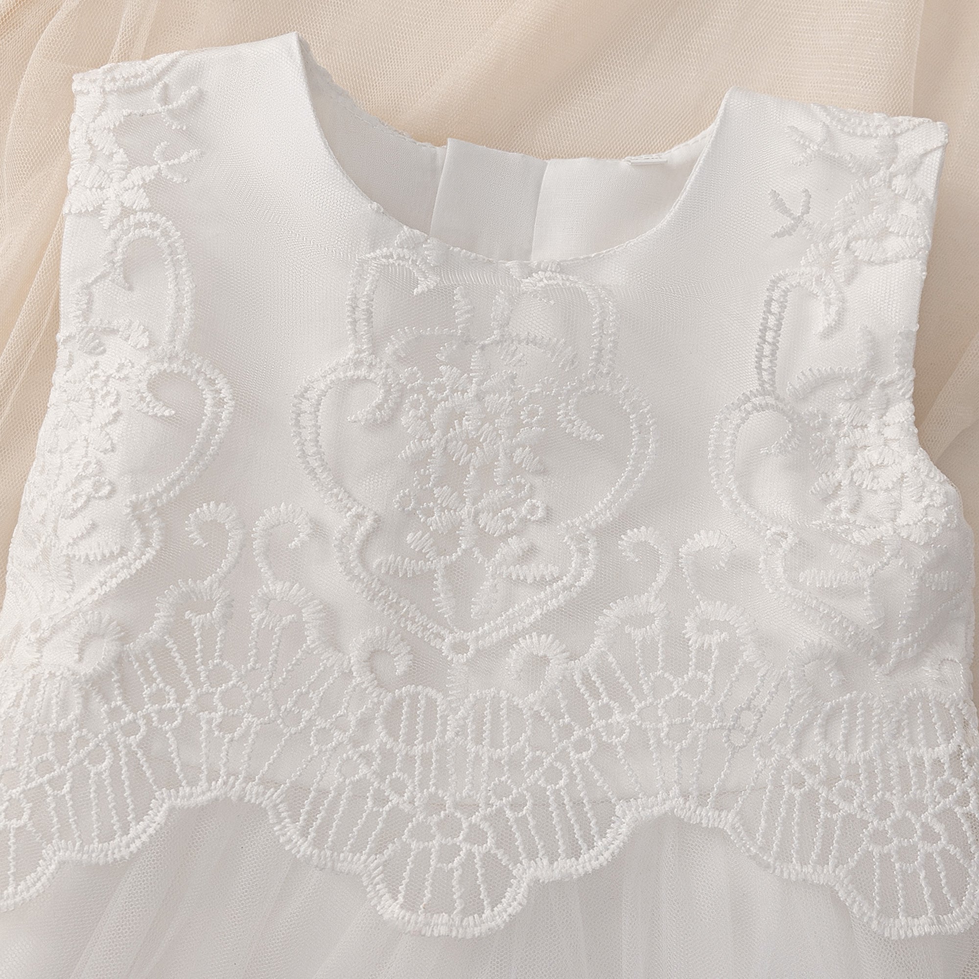 Girl Net Round Neck Sleeveless Fit and Flare Mini Dress