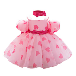 Kids-Girls Print Abstract Satin A-Line Midi Dress