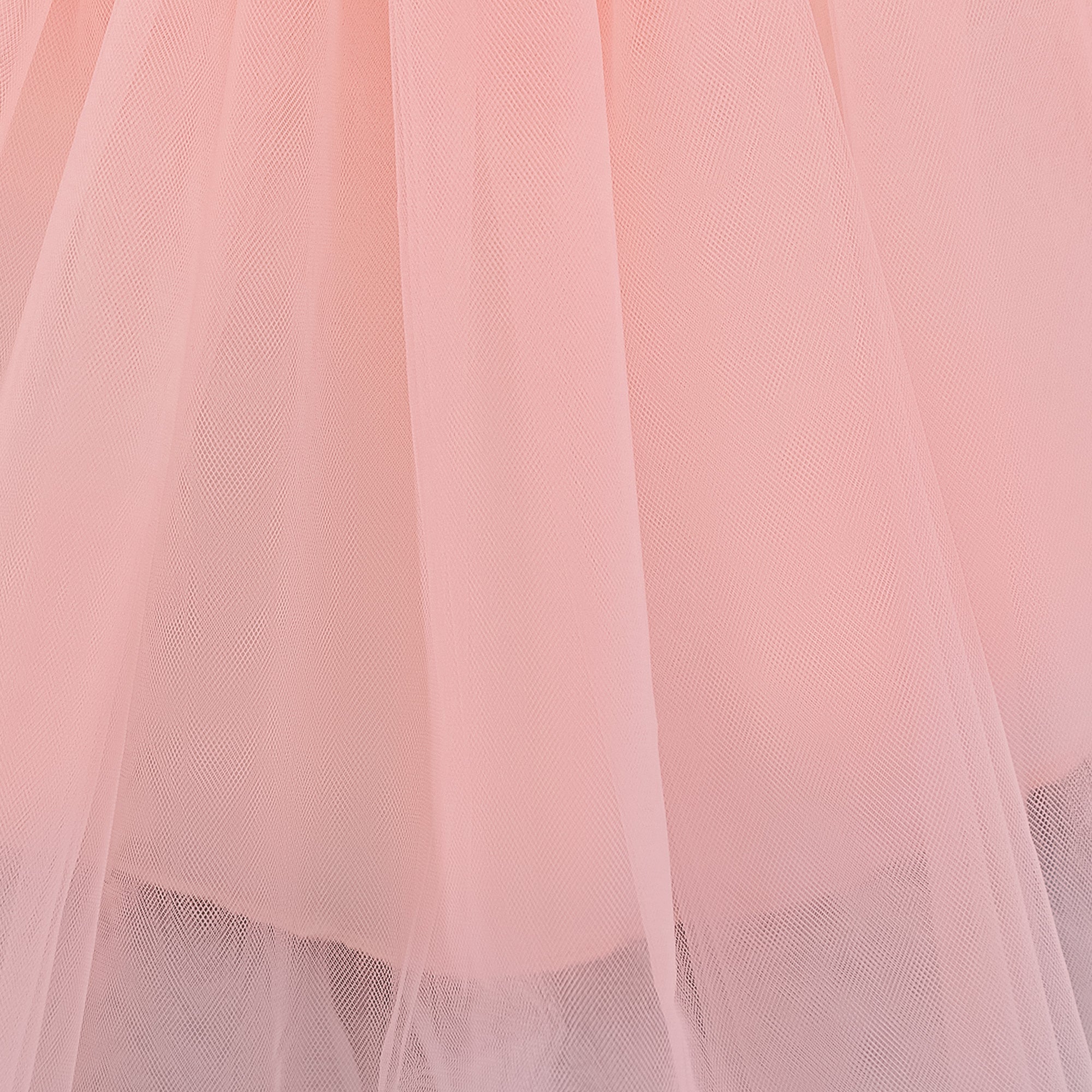 Girl Applique Asymmetric Neck Tulle Gown Midi Dress