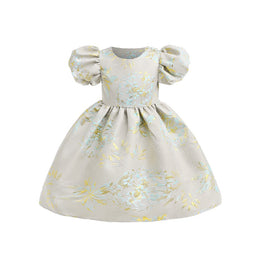 Girls Puff Sleeves Balloon Dress