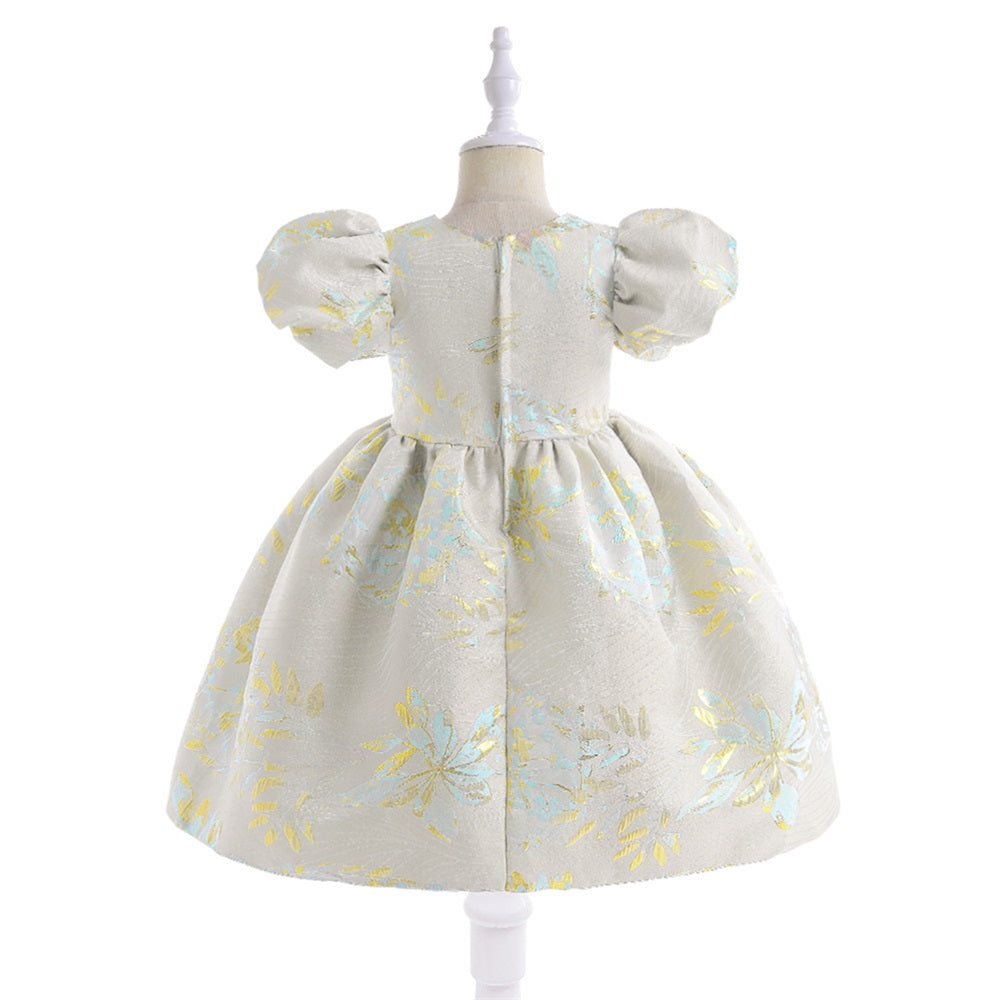 Girls Puff Sleeves Balloon Dress