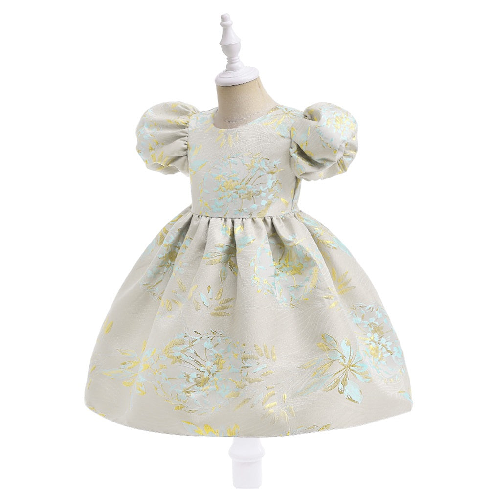 Girls Puff Sleeves Balloon Dress