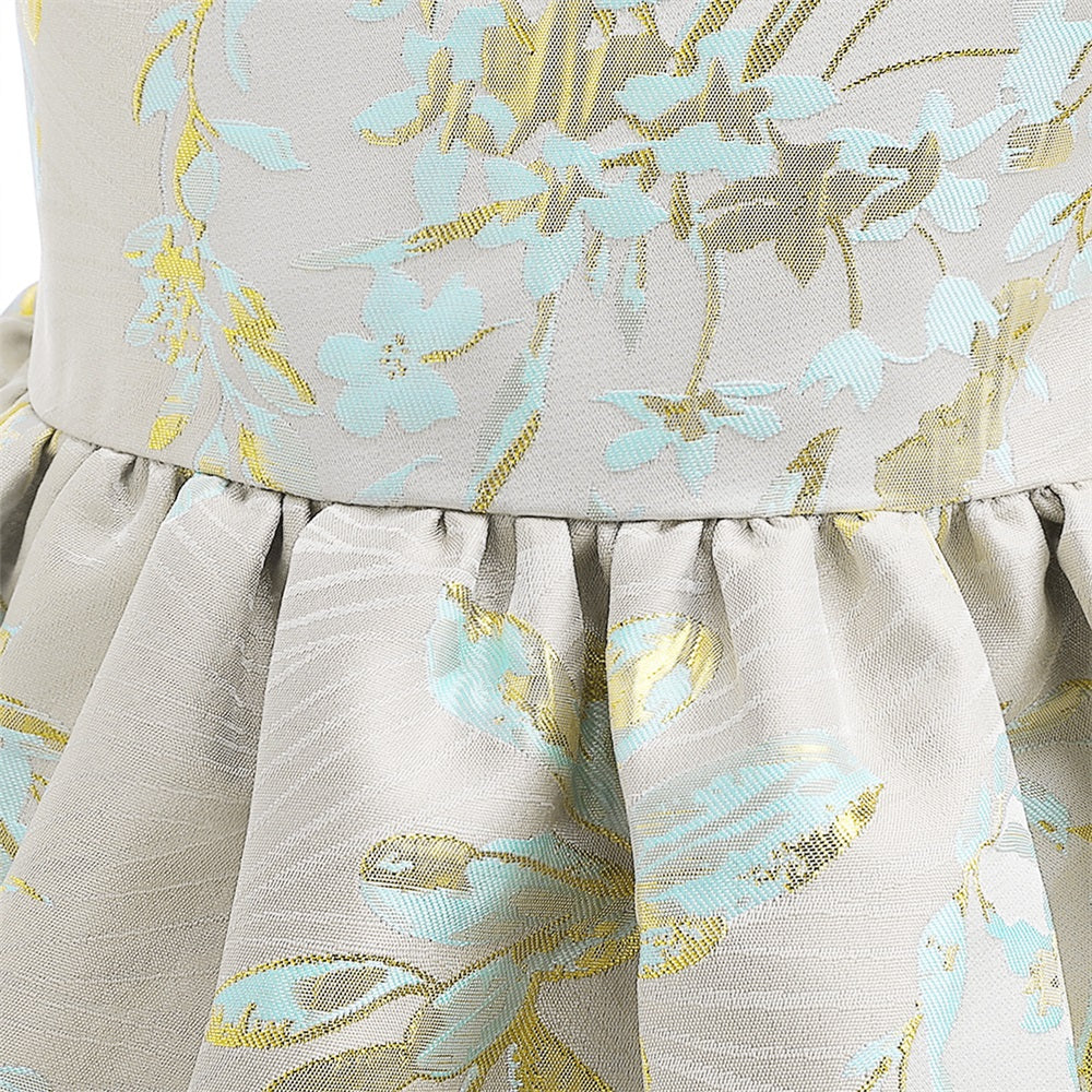 Girls Puff Sleeves Balloon Dress