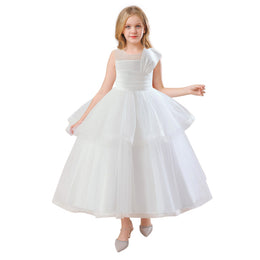 White Girls Sleeveless Lace Inserts Detail Maxi Gown Dress