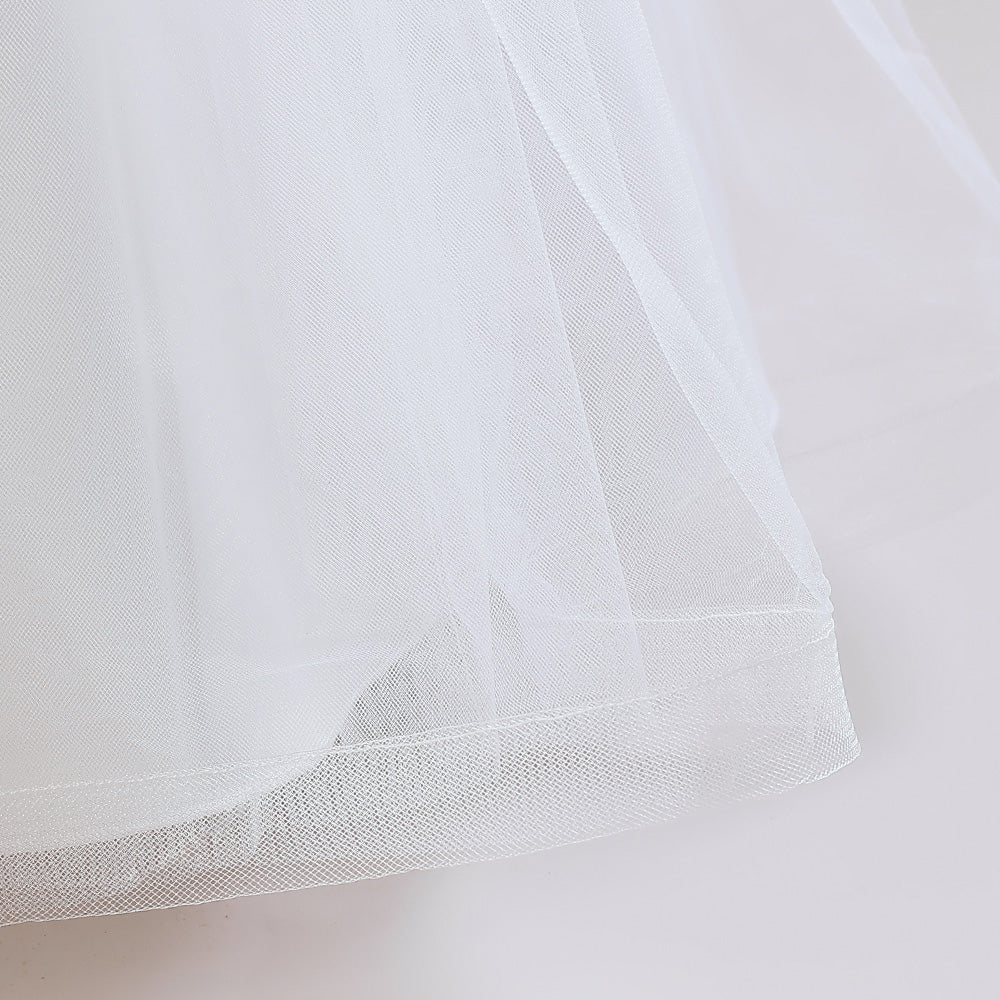 White Girls Sleeveless Lace Inserts Detail Maxi Gown Dress