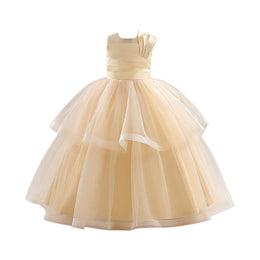 Champagne Girls Embellished Lace Inserts Detail Maxi Dress