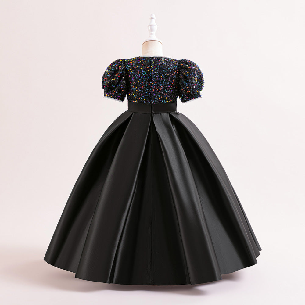 Floral Flared Sleeve Applique Fit & Flare Maxi Dress