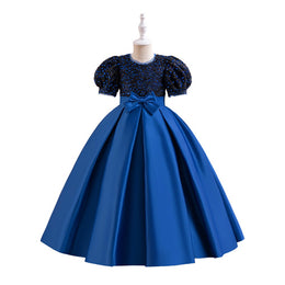 Puff Sleeves Embellished Gown Dress