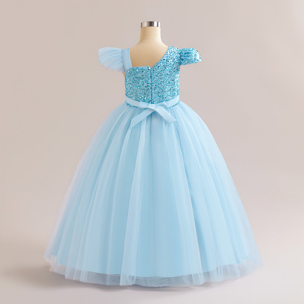 Girls Embellished Cap Sleeves Gown Dress