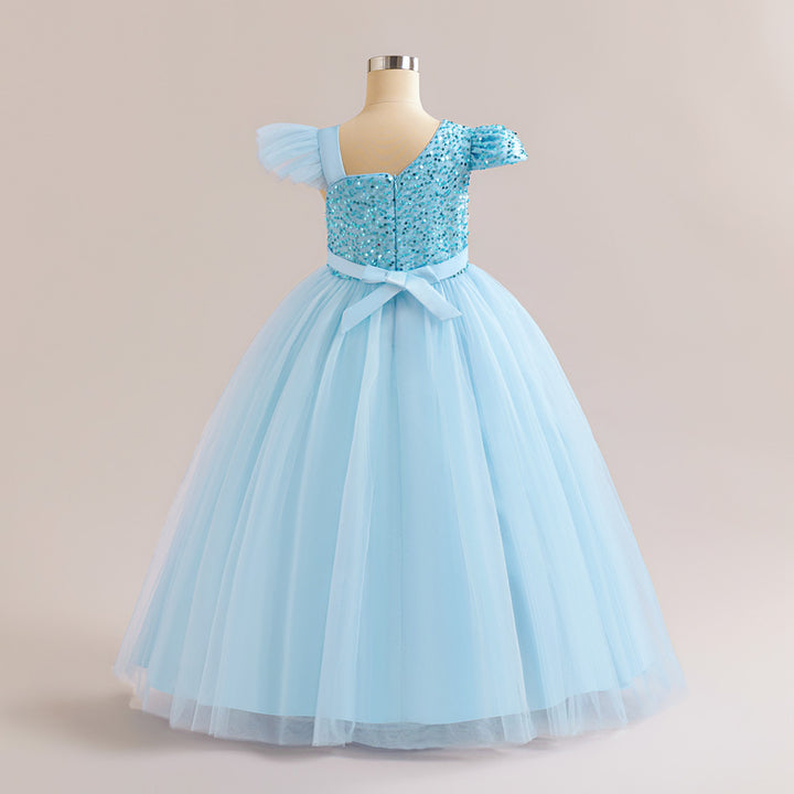 Girls Embellished Cap Sleeves Gown Dress
