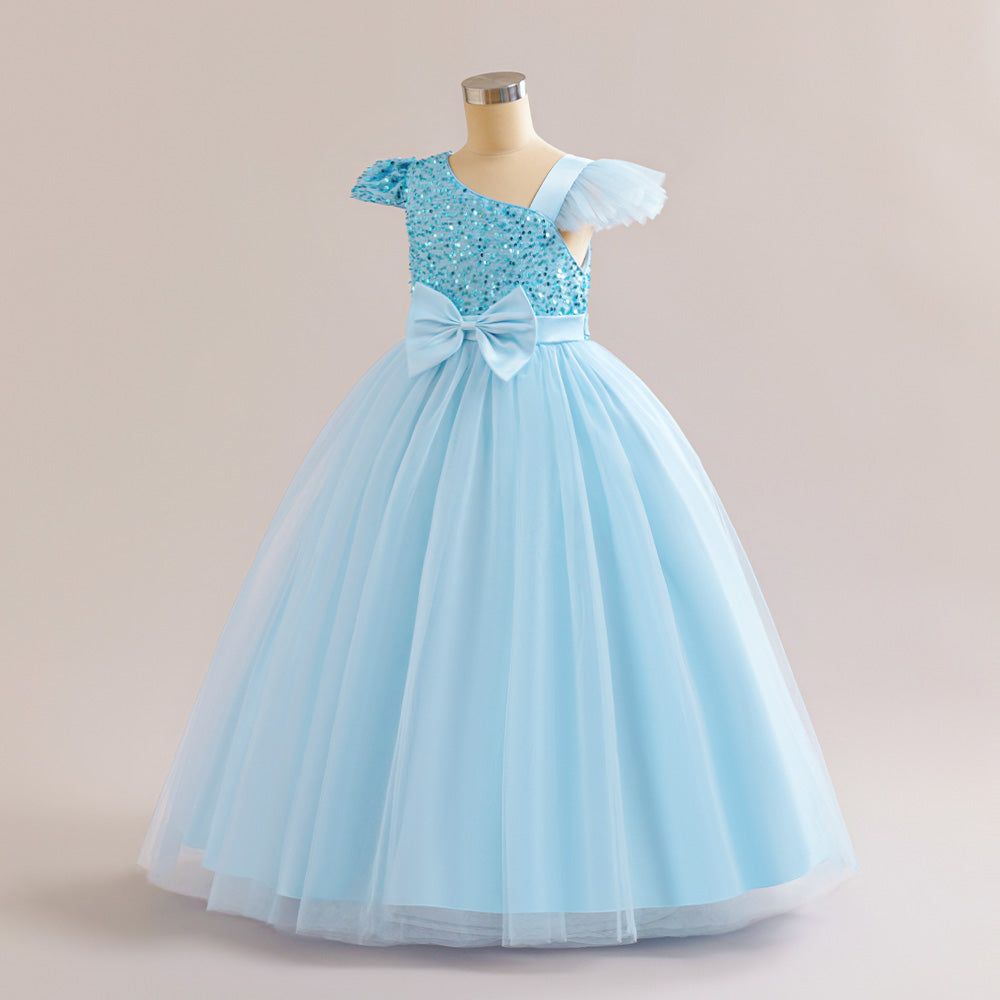 Girls Embellished Cap Sleeves Gown Dress