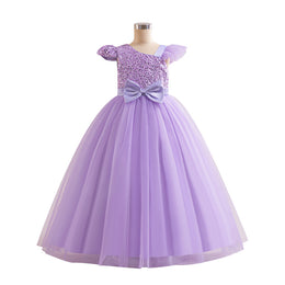 Embellished Sequined Cap Sleeves Gown Dress