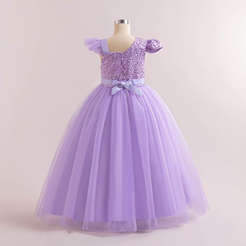 Embellished Sequined Cap Sleeves Gown Dress