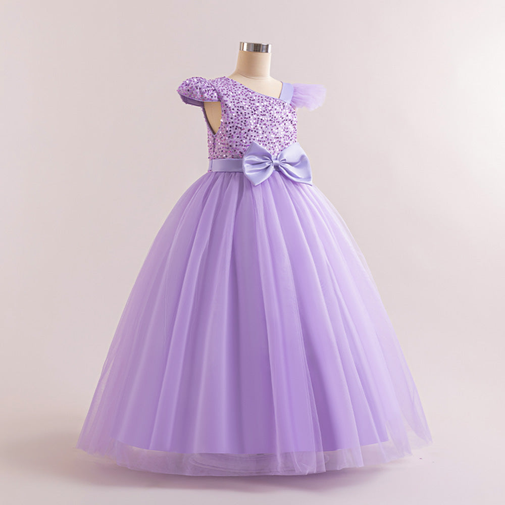 Embellished Sequined Cap Sleeves Gown Dress