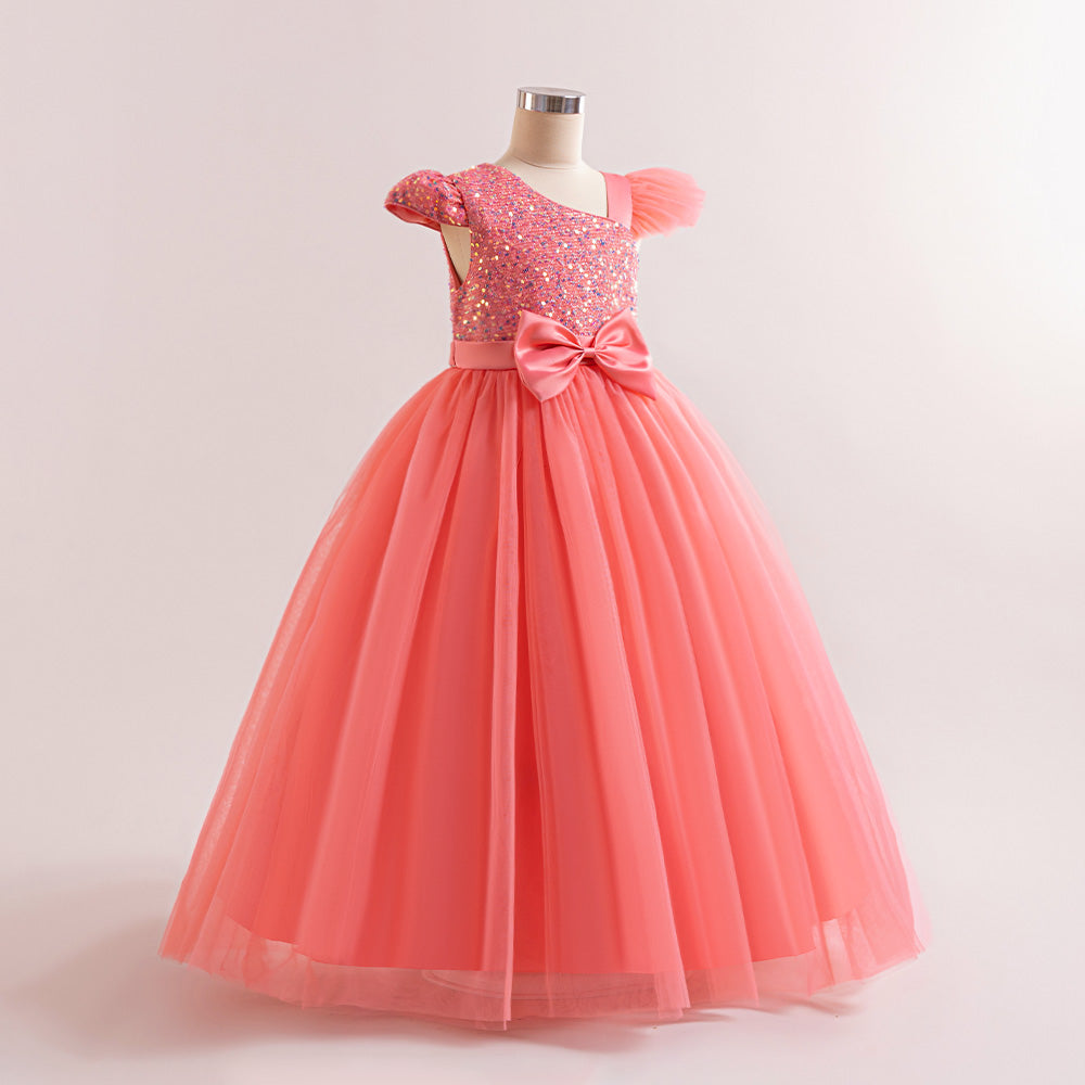 Girls Sequined Fit and Flare Maxi Dress