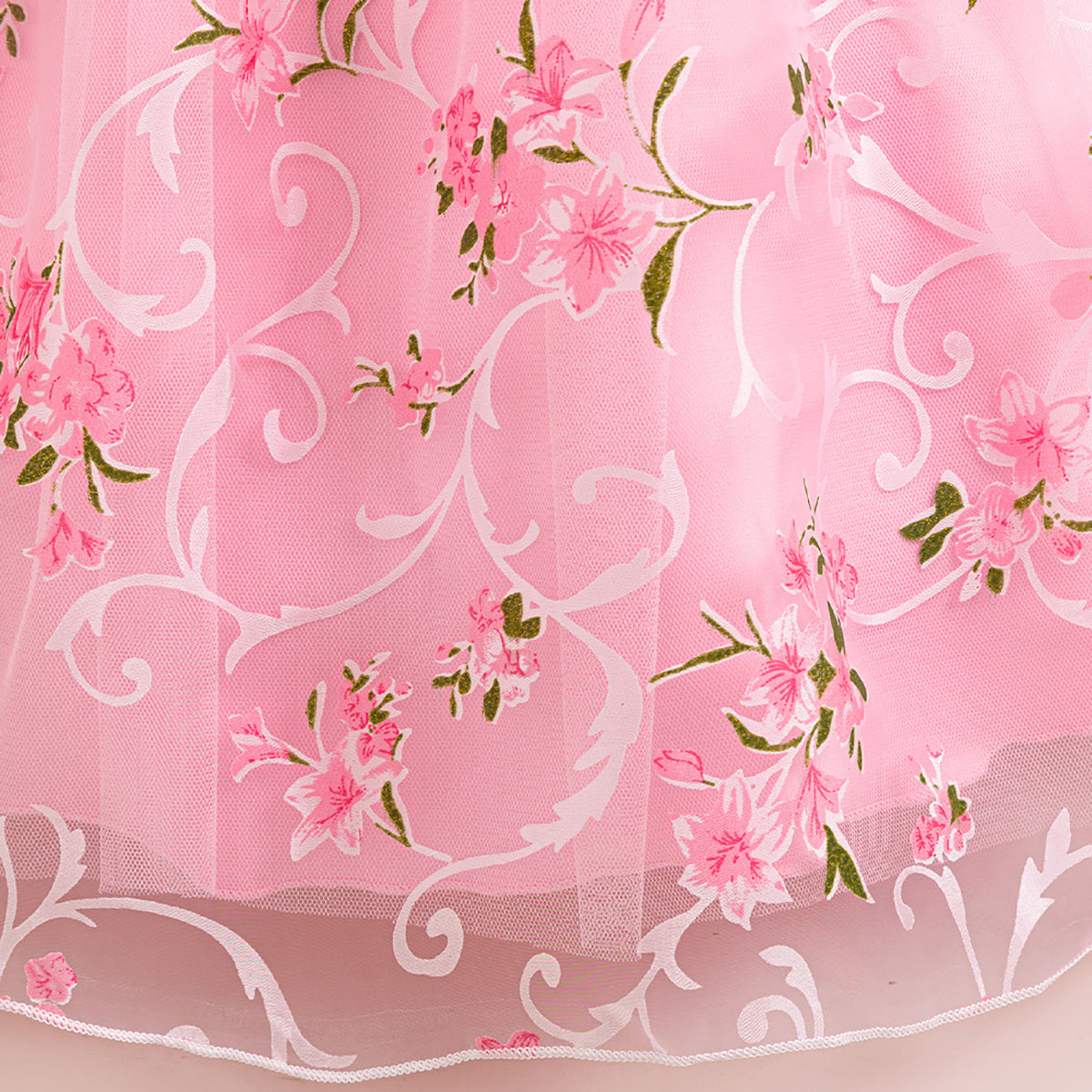 Girls Floral Printed Round Neck Maxi Dress