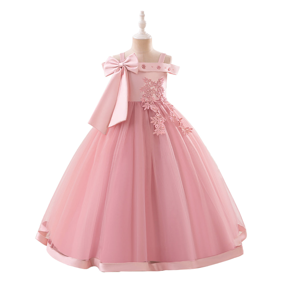 Girls Applique Gown Maxi Dress