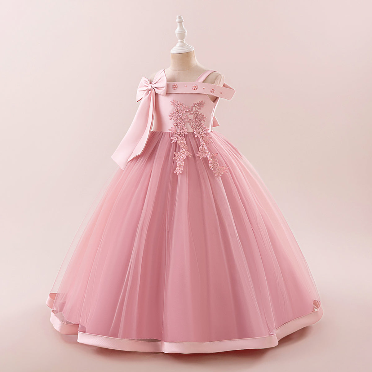 Girls Applique Gown Maxi Dress