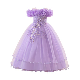 Girls Applique Net Maxi Dress