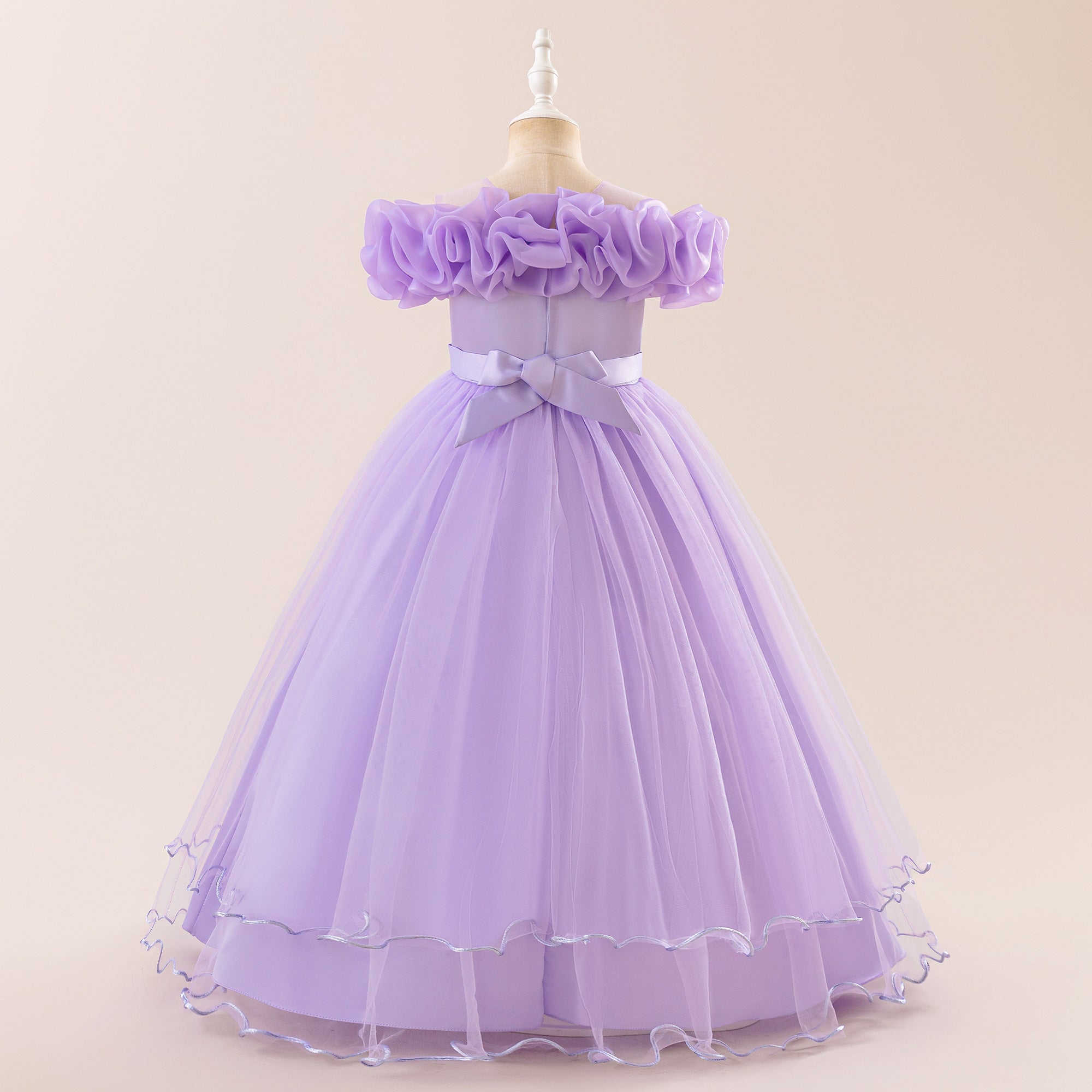 Girls Applique Net Maxi Dress