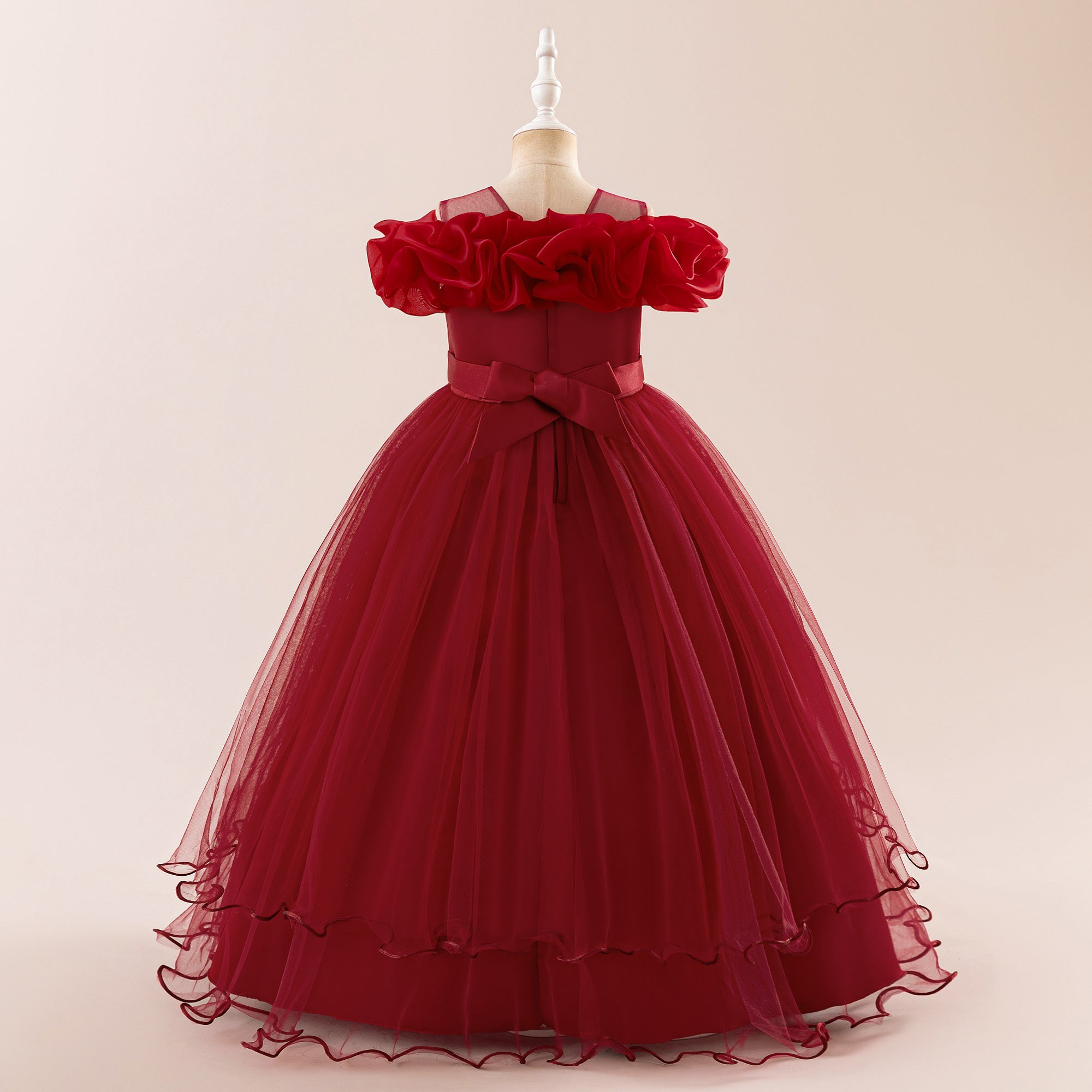 Girls Embellished Applique Sleeveless Net Gown Maxi Dress